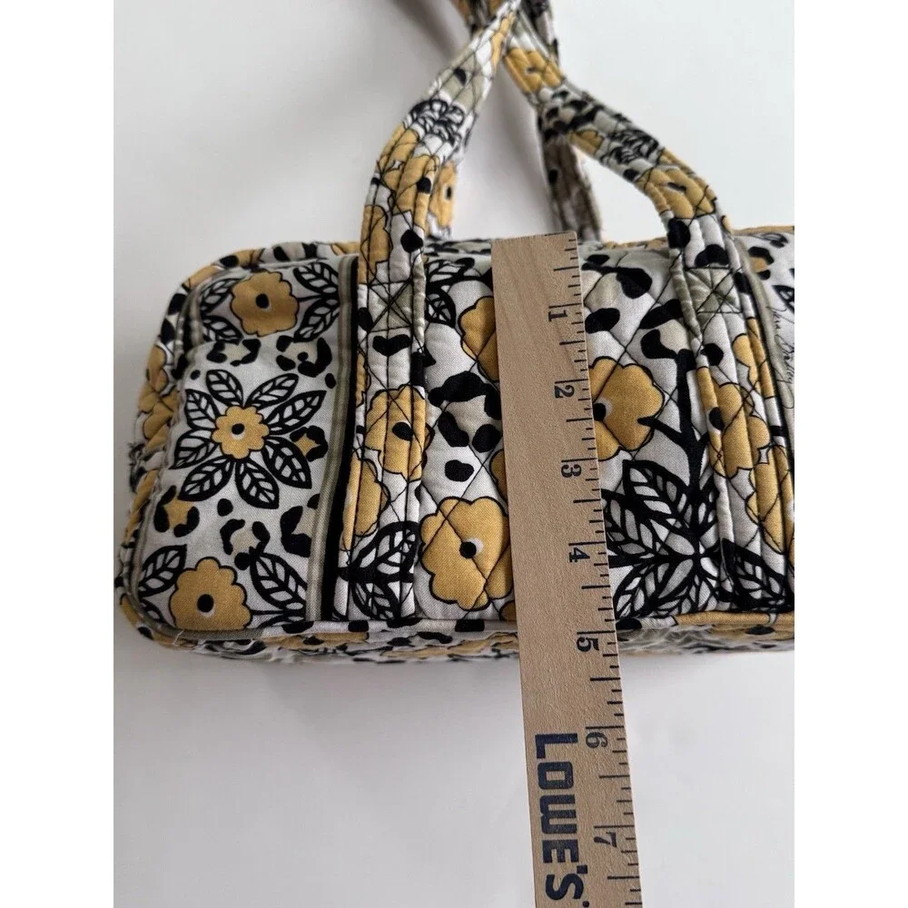 Vera Bradley Black Go wild Yellow Floral Small Quilted Duffle Bag Boho